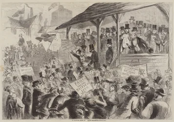 Eine Wahlszene in Little Pedlington